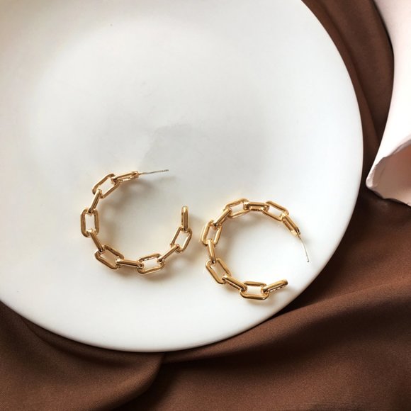 💙Chain Link Earrings Sterling Silver Posts - Picture 2 of 13